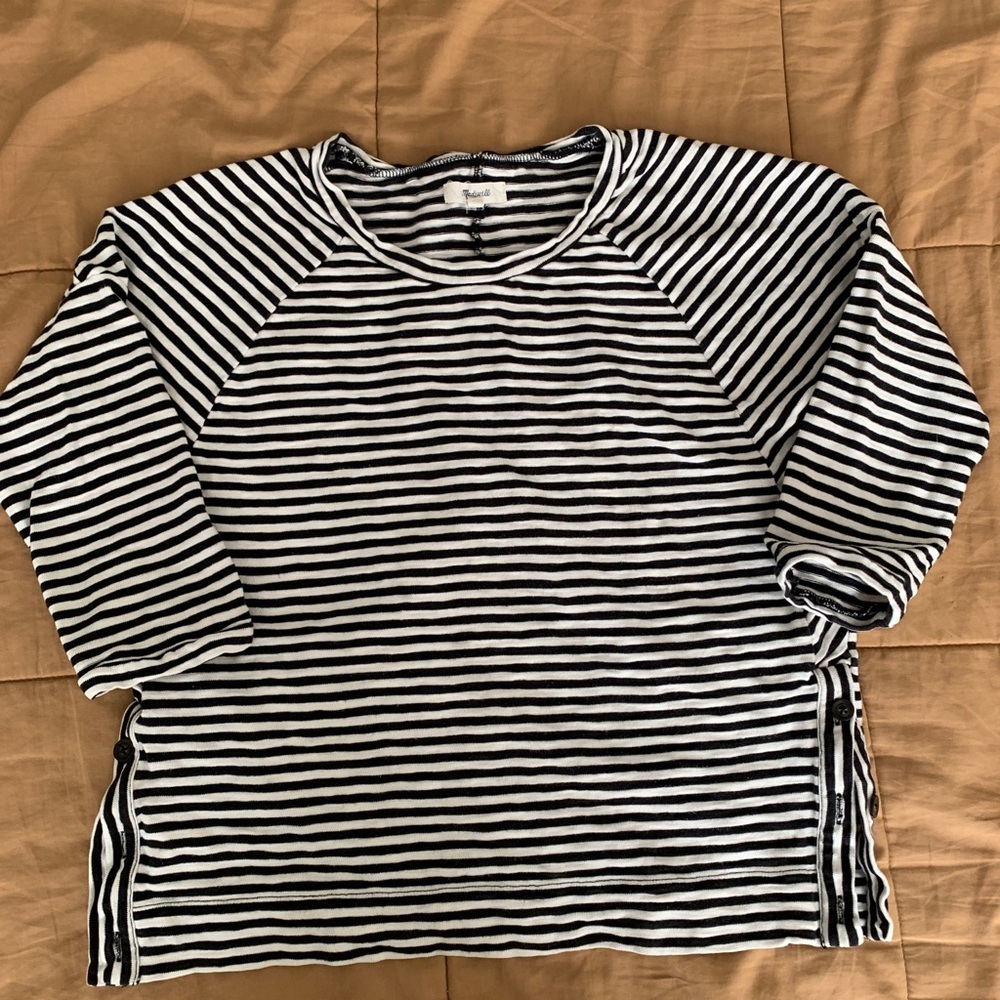Madewell Black and White Striped Pullover Top